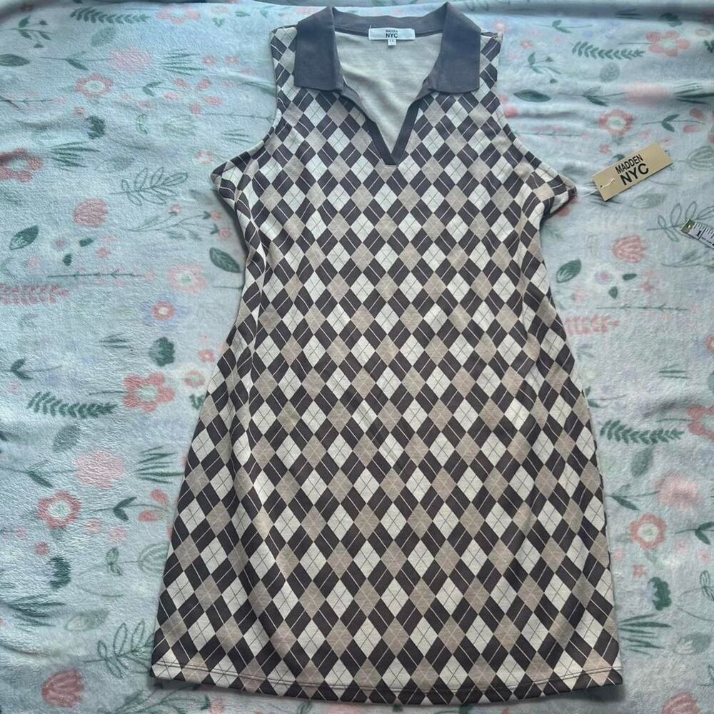 Steve Madden NYC Argyle Tennis Polo Dress Junior XXL - Preppy Retro Y2K Academia
